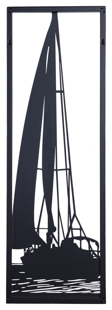Shadows of a Sailboat I, Water Metal Wall Decor Matte Black, Laser Cut