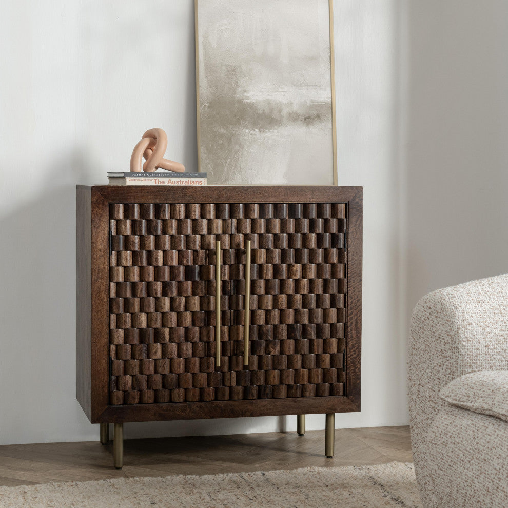 Norwood 2-Door Mango Wood Cabinet, Dark Brown