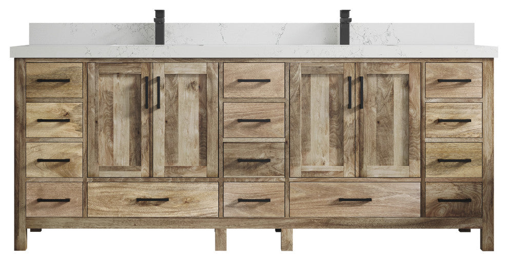 Malibu Mango 84 Double Sink Bath Vanity in Natural 2" Empira Quartz