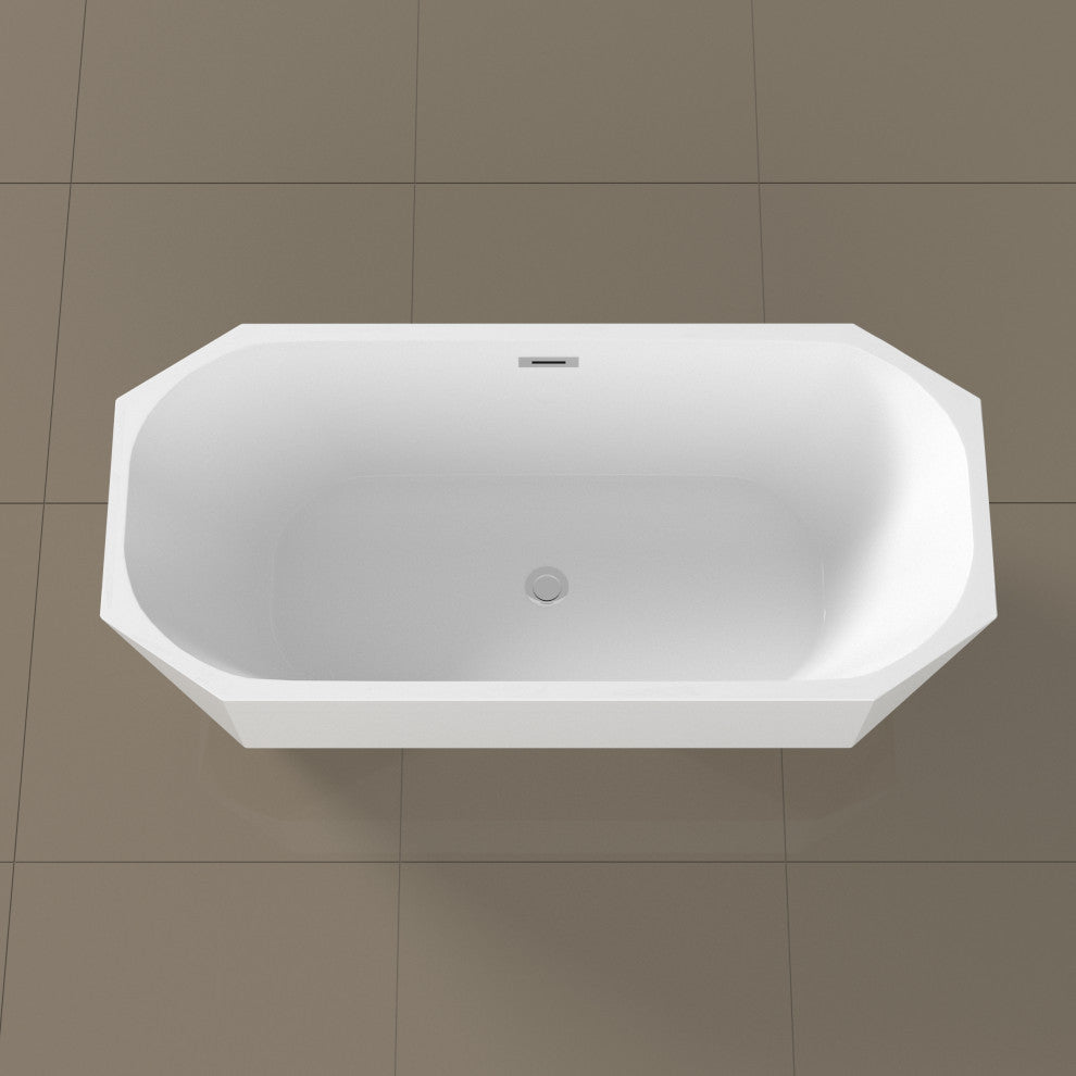 63" Streamline Soaking Freestanding Tub, Internal Drain