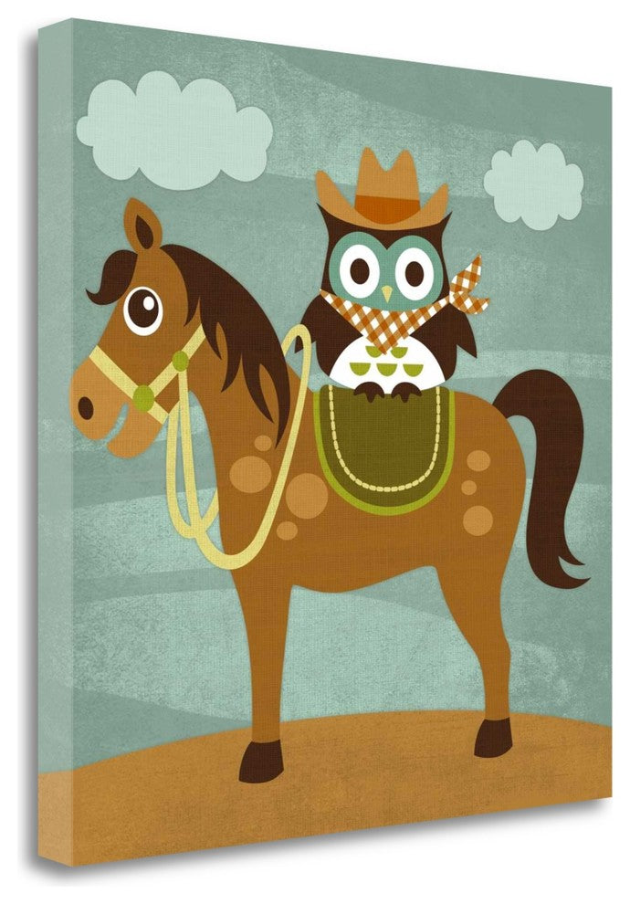"Cowboy Owl On Horse" By Nancy Lee, Giclee Print on Gallery Wrap Canvas