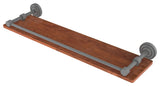 Dottingham 22" Solid Wood Shelf with Gallery Rail, Matte Gray