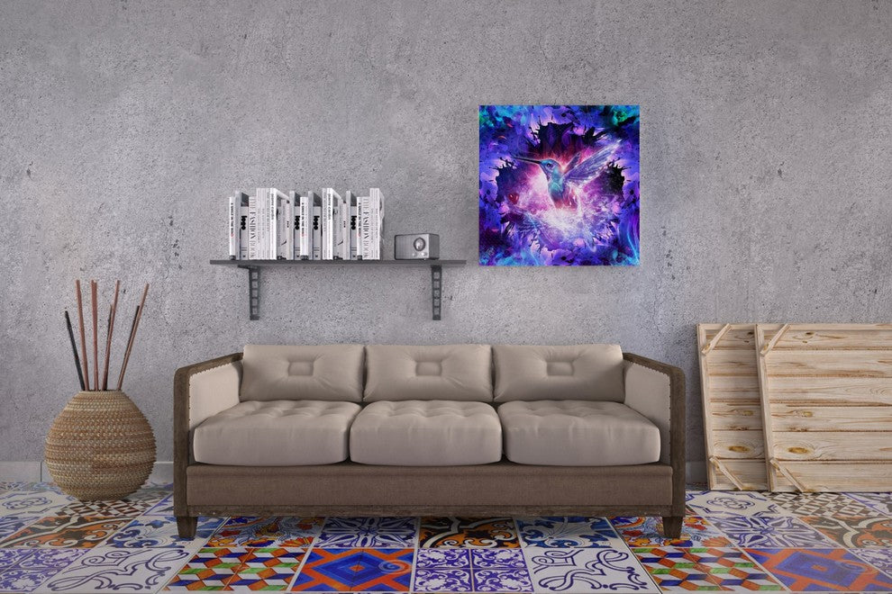 Epic Graffiti "Hummingbird Love" by Cameron Gray, Giclee Canvas Art, 37"x37"
