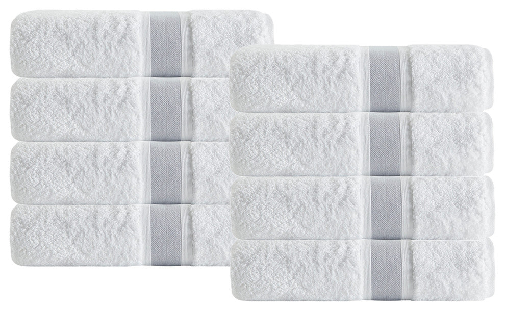 Enchante Home Unique Hand Towels, Set Of 8, Silver