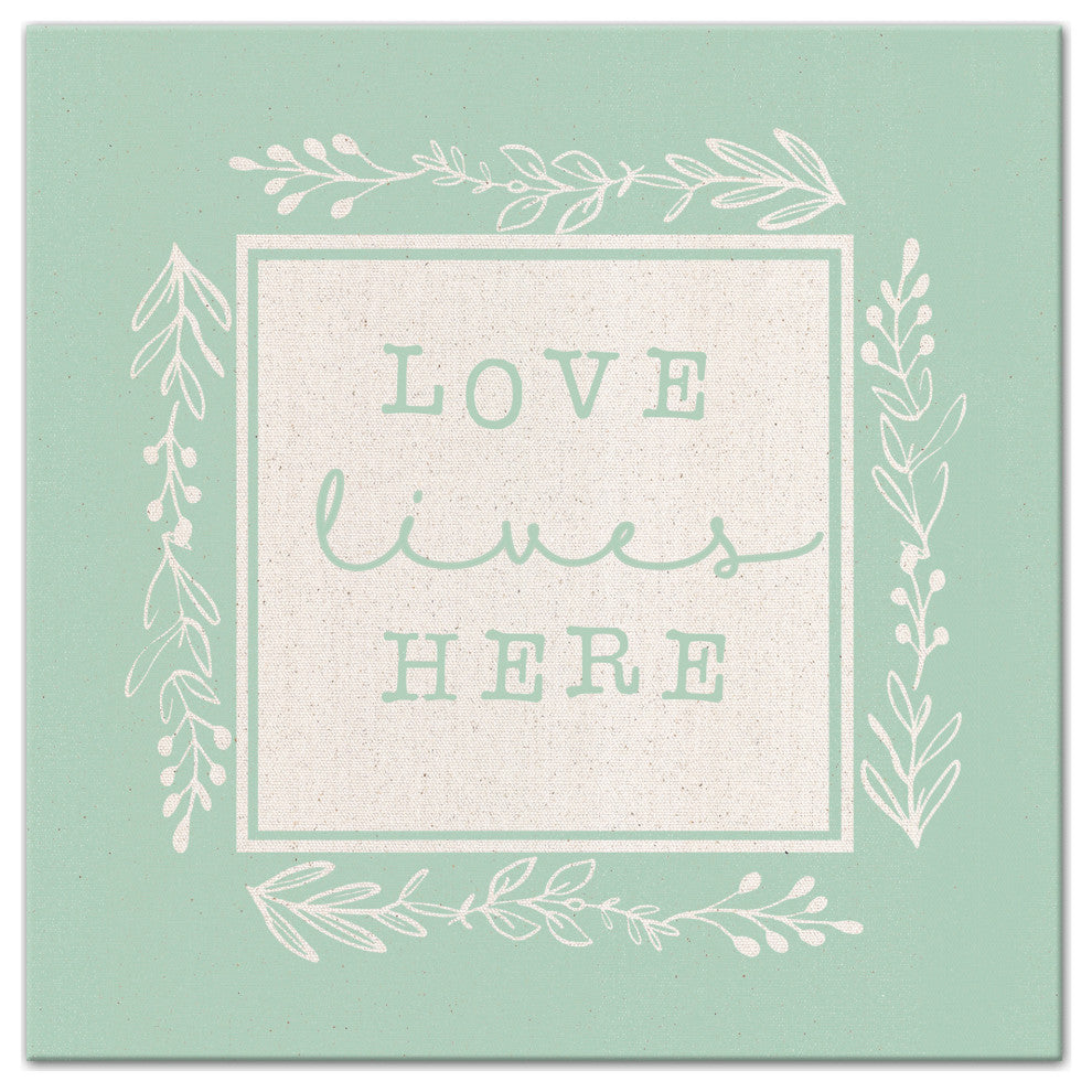 Love Lives Here On Mint 2 24x24 Canvas Wall Art