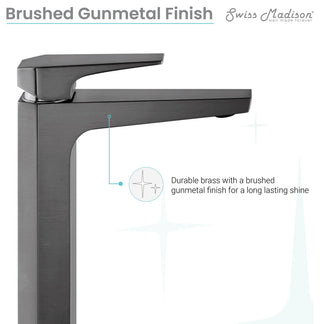 Voltaire Single Hole Single-Handle High Arc Bathroom Faucet, Gunmetal Gray