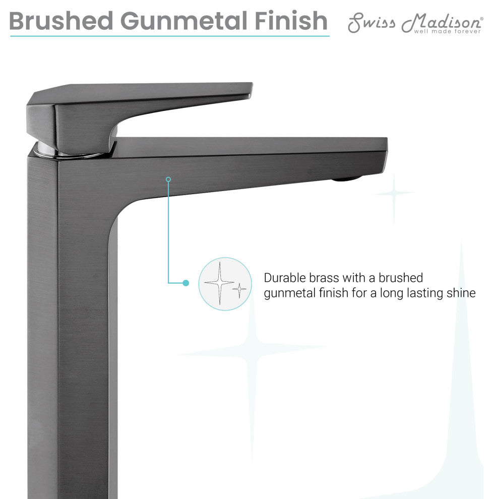 Voltaire Single Hole Single-Handle High Arc Bathroom Faucet, Gunmetal Gray
