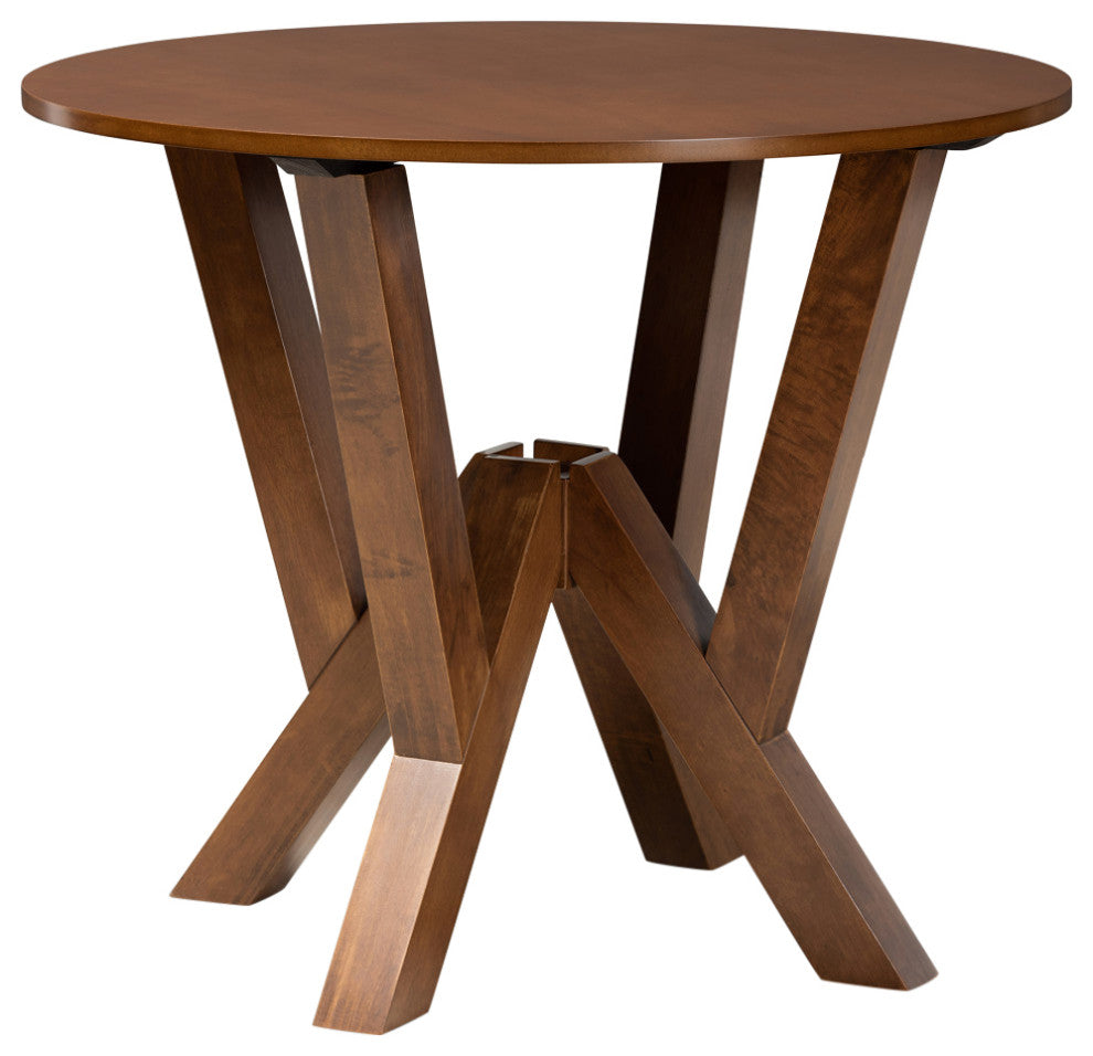 Alisa Walnut Brown 35" Wide Round Wood Dining Table
