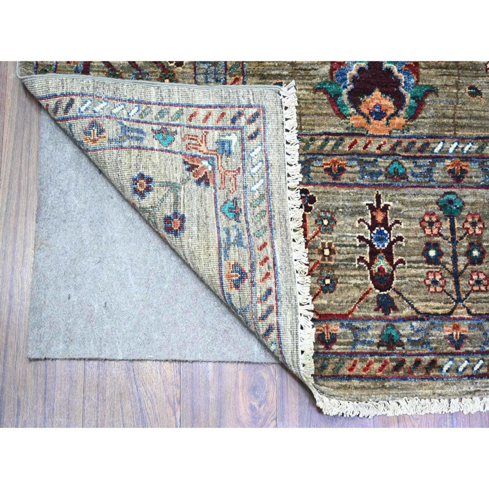 Carbon Gray Hand Knotted Sultani Pomegranate Design Wool Oriental Rug 7'9"x9'6"