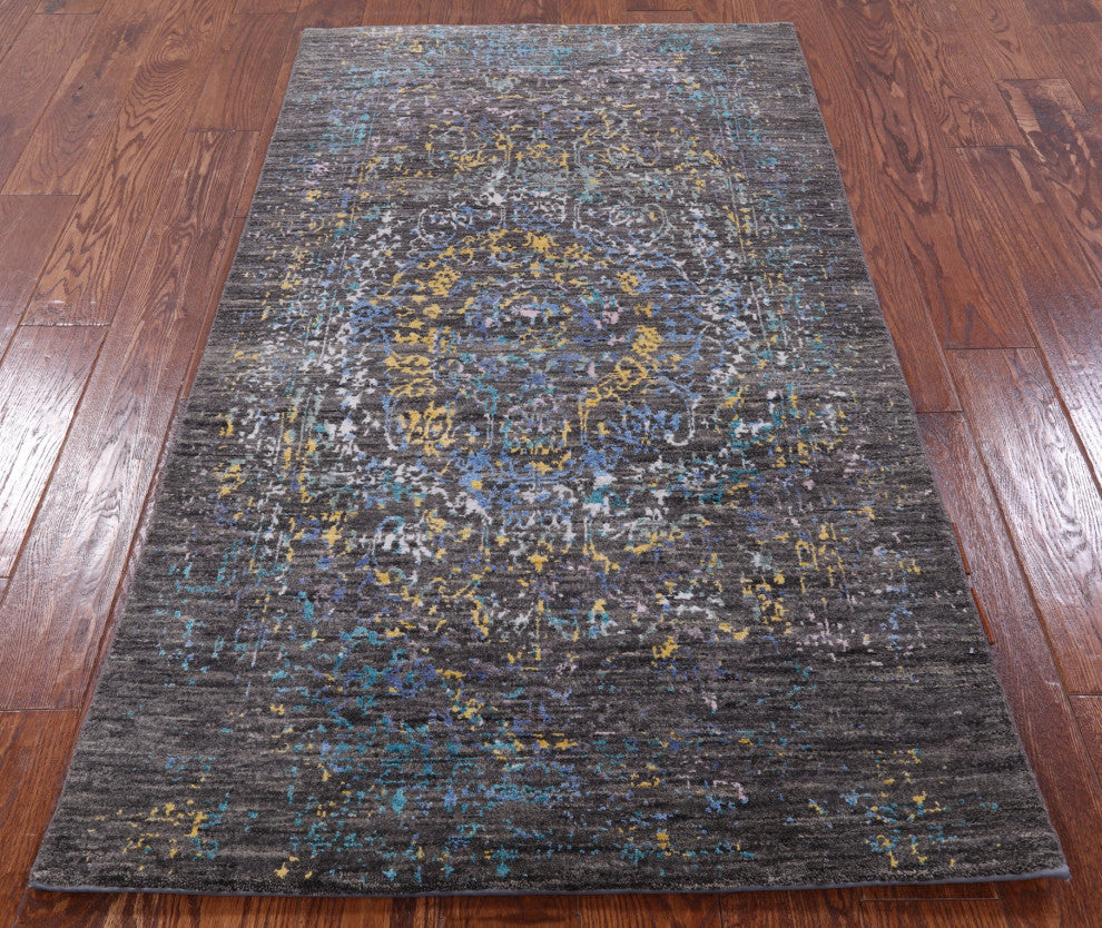 Persian Wool and Silk Hand Knotted Rug 3' 0" X 5' 4" Q6318