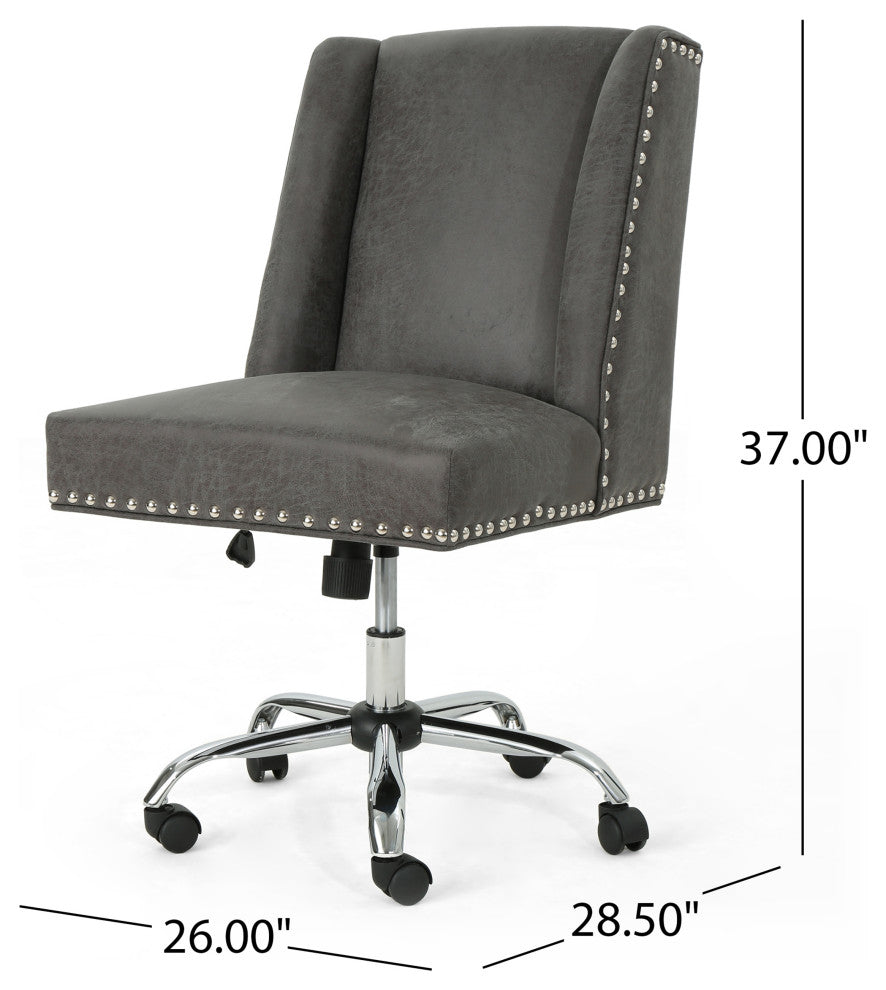 GDF Studio Quentin Contemporary Fabric Swivel Office Chair, Slate/Chrome