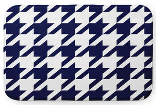 Blue Rectangular Houndstooth Pet Feeding Mat for Dogs or Cats