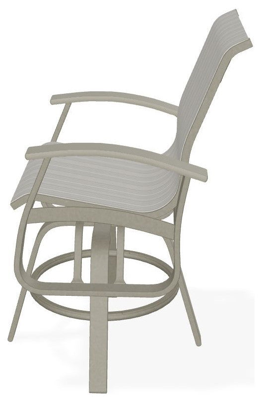 Belle Isle Sling Balcony Height Outdoor Swivel Chair, Harbor/Storm