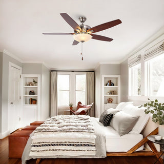 52-inch Polished Nickel Modern Ceiling Fan with Light