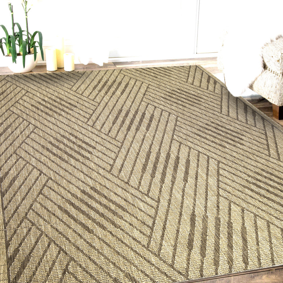 Maryland Abbel Indoor/Outdoor Area Rug, Beige, 6'6" x 9'10", Geometric