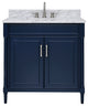 Avanity Bristol 36" Vanity Combo in Navy Blue and Carrara White Marble Top