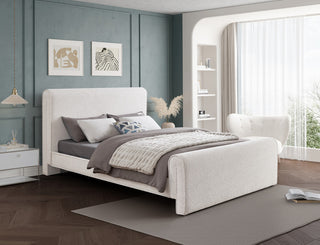 Stylus Black Boucle Fabric Full Bed, Cream, King