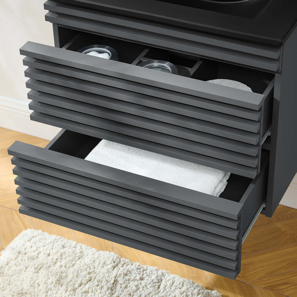 Render 24" Wall-Mount Bathroom Vanity, Gray Black