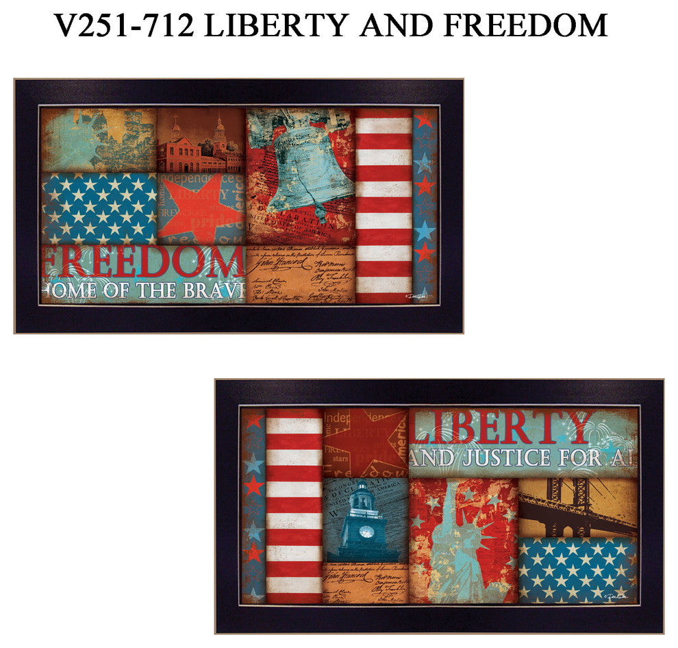 "Liberty and Freedom" Collection By Marla Rae, Printed Wall Art, Black Frame