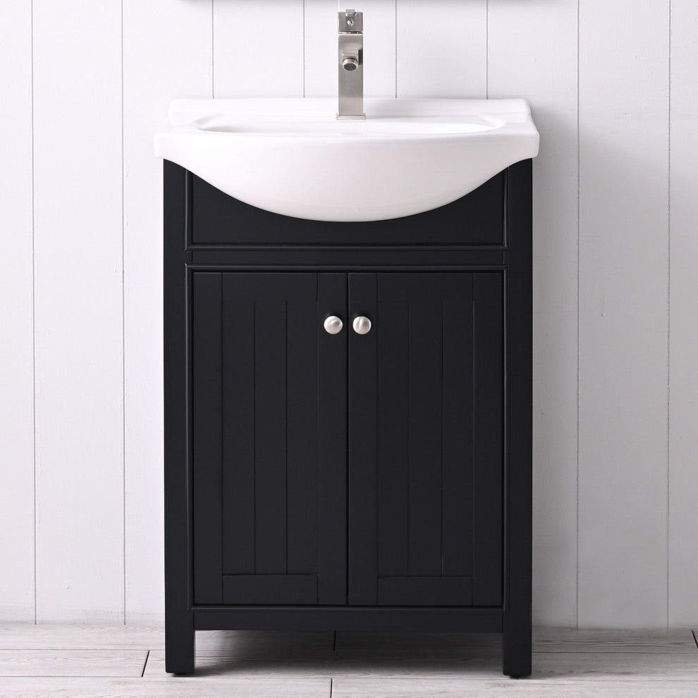 Marian 24 in. W Single Sink Bathroom Vanity in Espresso with Porcelain Top