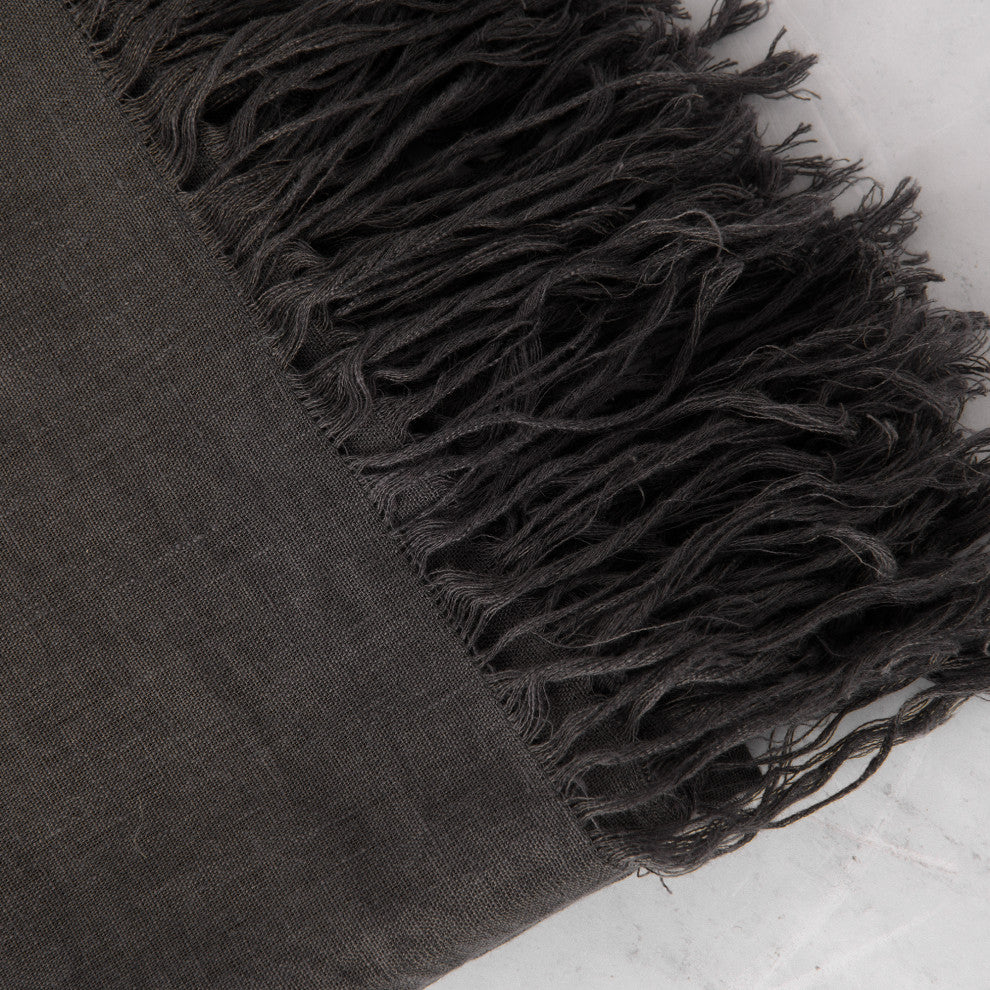 Linen Throw, Dark Grey, 50"x60"