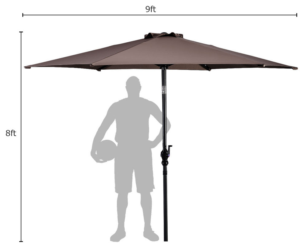 Costway 9ft Patio Umbrella Patio Steel Tilt w/ Crank Outdoor Yard Garden (Tan)