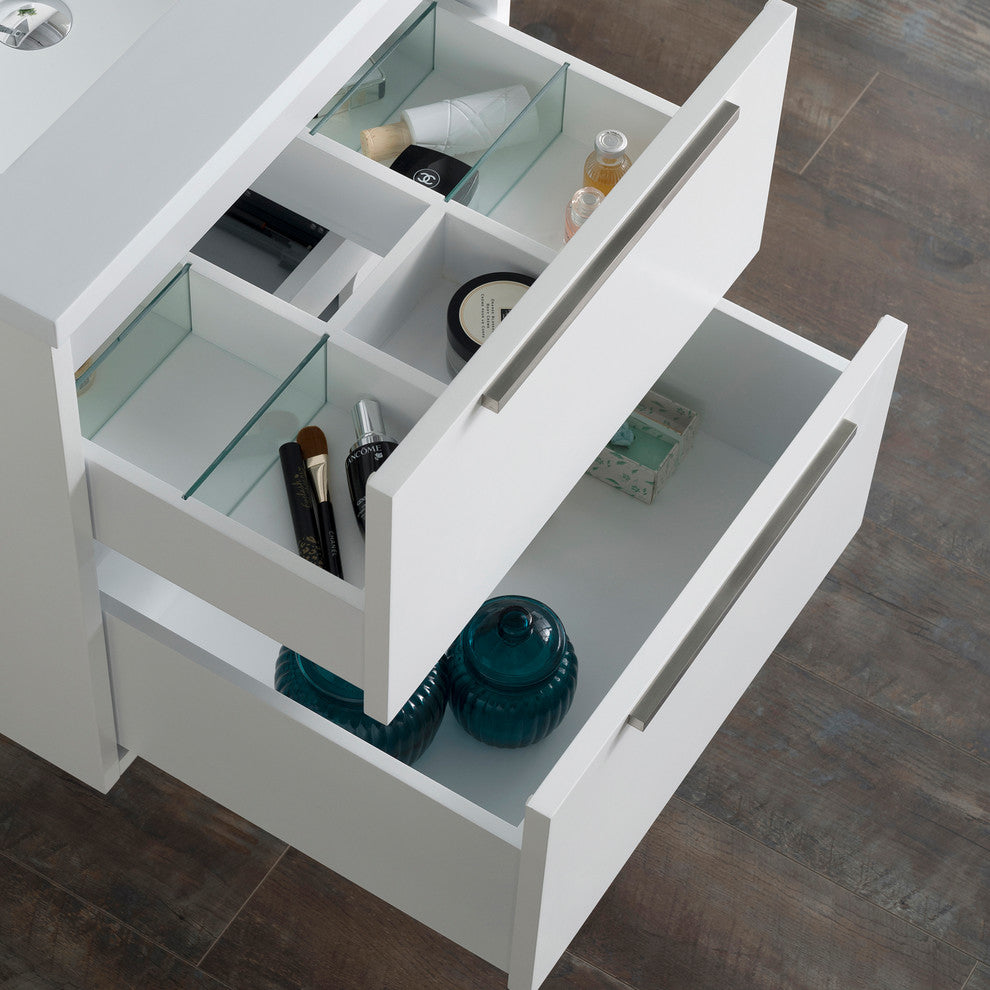 Vanity Alfred 31 With Integrated Solid Surface counter top, Matt White, Polished