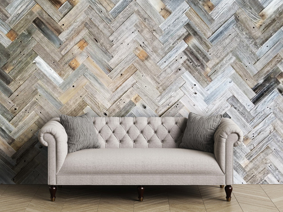 Herringbone Reclaimed Barnwood Planks  3", 20 Sq Ft.