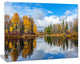 Nice Autumn Trees With Forest Lake, Landscape Canvas Art Print, 60"x28"