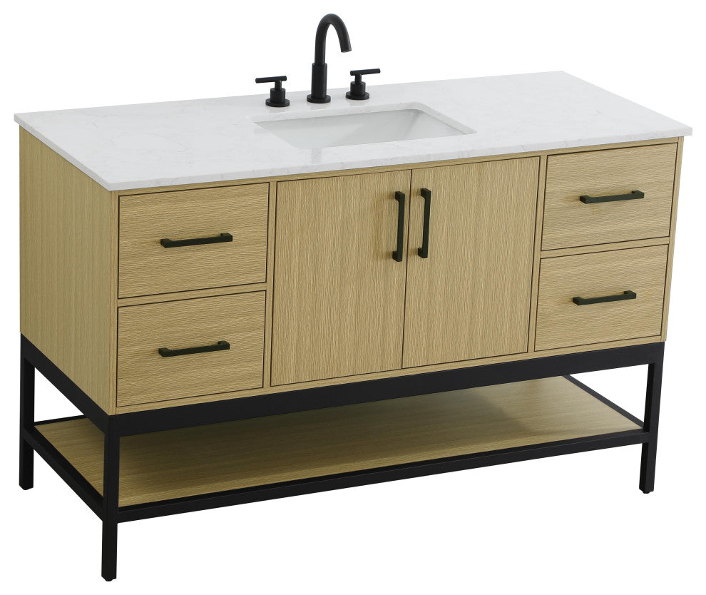 Home Living 54" Single Bathroom Vanity, Honey Brown