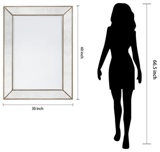 Champagne Bead Beveled Rectangle Solid wood framed Wall Mirror,multi size, 40" X 30