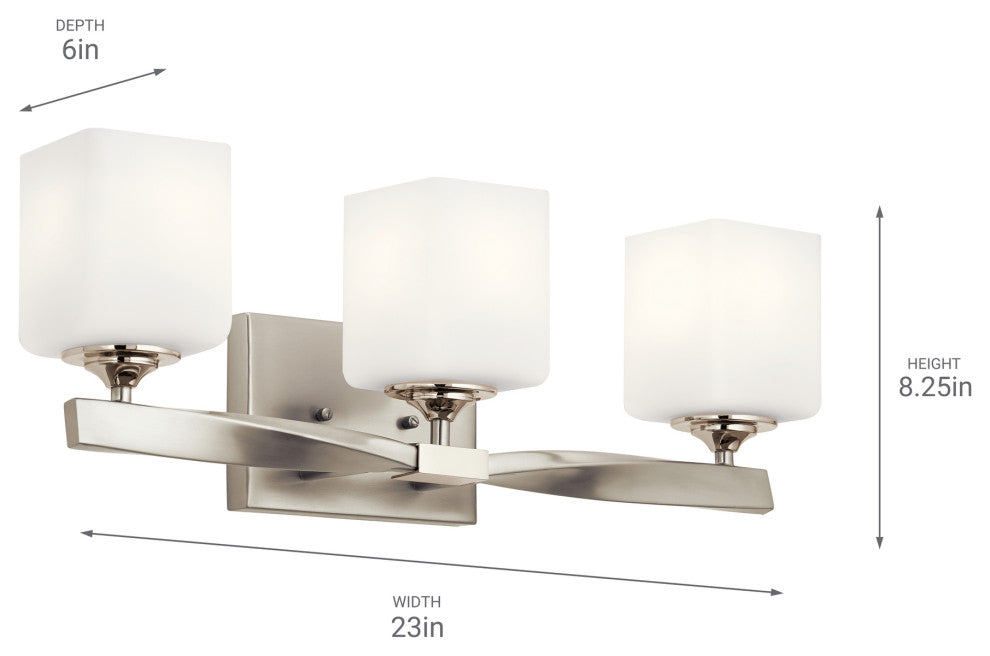 Marette Brushed Nickel Bath 3-Light