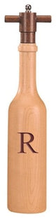 Wine Bottle Maple Wood Pepper Grinder, Custom Personalized Initial,  "R"