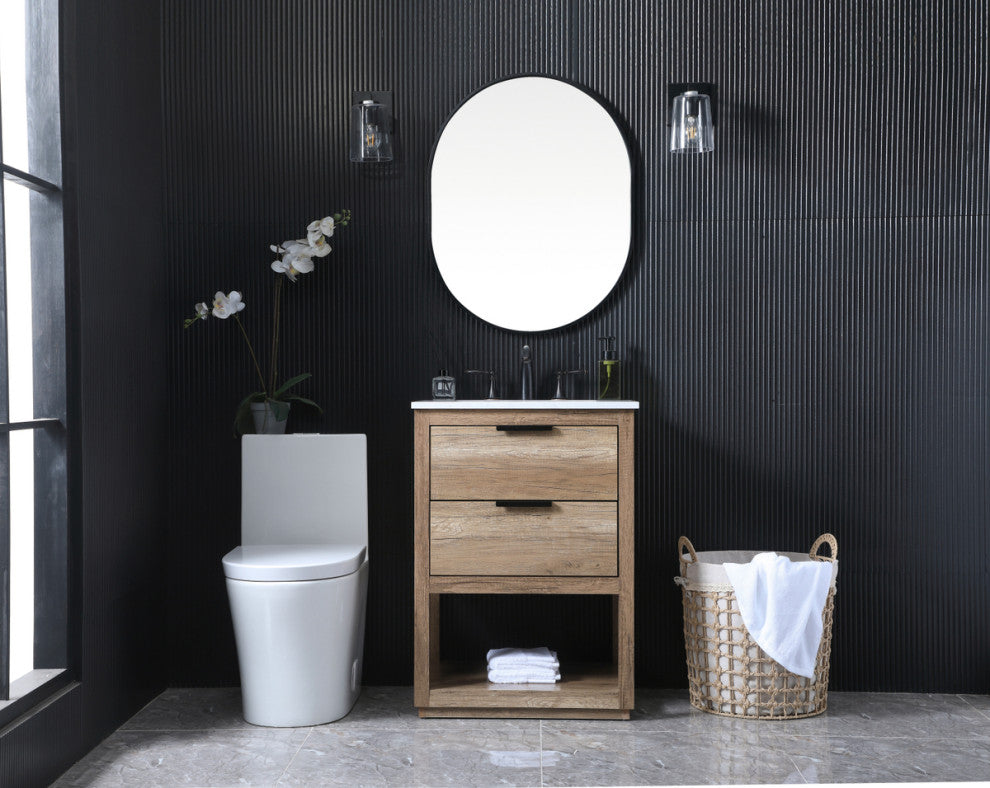 Louie 24" SIngle Bathroom Vanity, Natural Oak