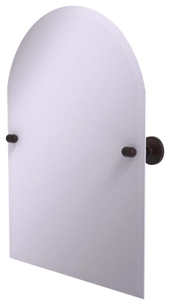 Frameless Arched Top Beveled Edge Tilt Mirror, Venetian Bronze