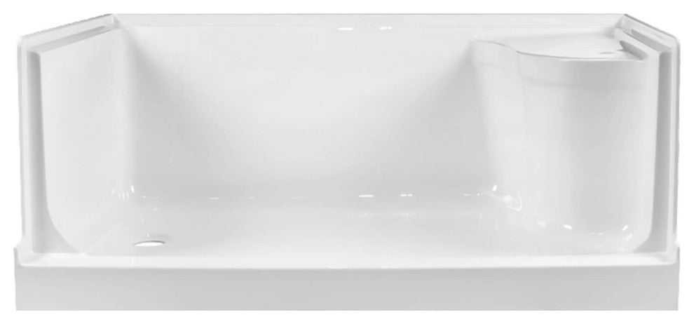 Single Threshold Acrylic Non-Slip Shower Base, Seat 60 x 32, Left Hand Drain