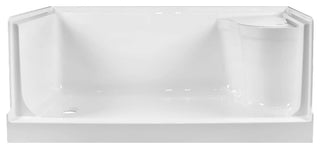 Single Threshold Acrylic Non-Slip Shower Base, Seat 60 x 32, Left Hand Drain