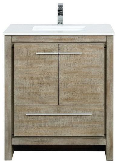 Lafarre Contemporary 30" Rustic Acacia Bathroom Vanity, Monte Chrome Faucet