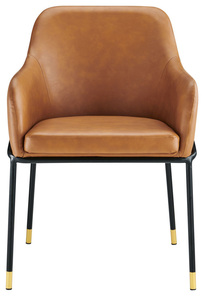 Jovi Vegan Leather Dining Chair, Black Tan