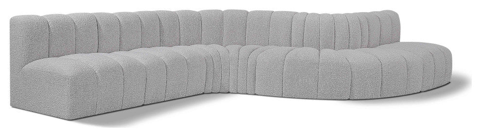 Arc Boucle Fabric Upholstered 7-Pc. S-Shaped Modular Sectional, Grey