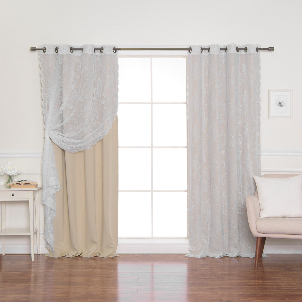 Rose Sheers and Blackout Curtains, Beige, 52"x96"