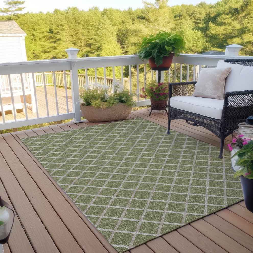 Indoor/Outdoor York YO1 Aloe Machine Washable 3' x 5' Rug