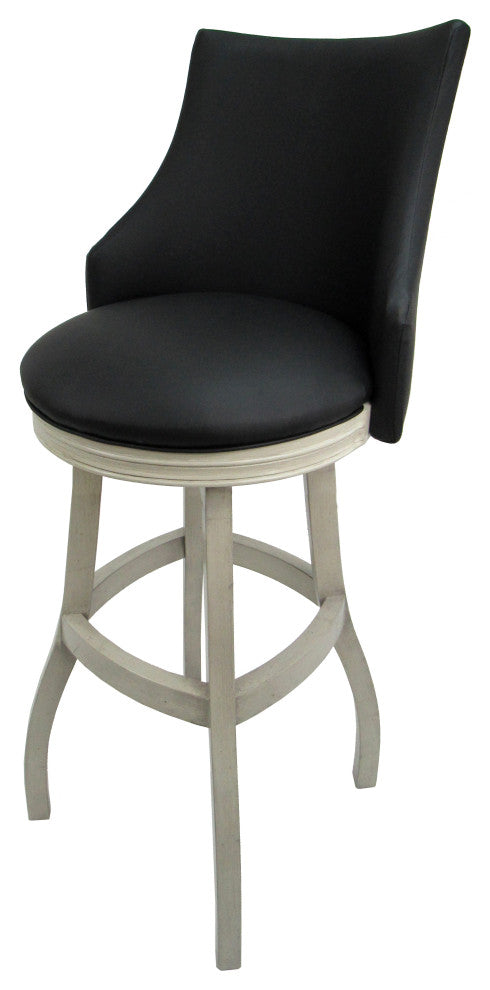 Swivel Tall Spectator Wood Bar Stool 34", Bellissima, Black, Antique White