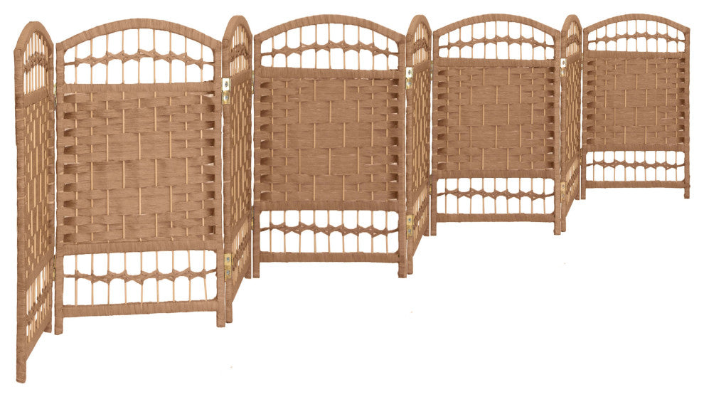2 ft. Short Fiber Weave Room Divider Natural 8 Panels