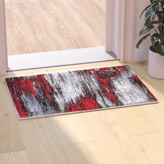 Rylan Collection Abstract Pattern Area Rug-Red - 2' x 3'