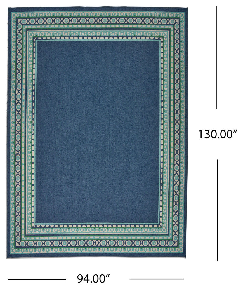 GDF Studio Sean Indoor Border Area Rug, Navy and Green, 8'x11'