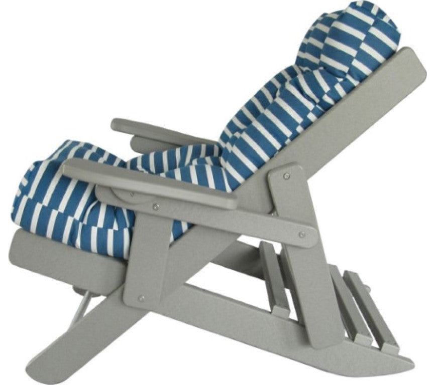 Folding and Reclining Siesta Chair, Poly Lumber, Light Gray, Shore Regatta