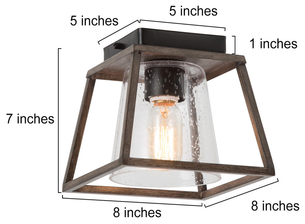 LNC Modern 1-Light Trapezoidal Flush Mount Light With Seeded Glass Shade