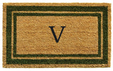 Sage Green Border 18"x30" Monogram Doormat, Letter V