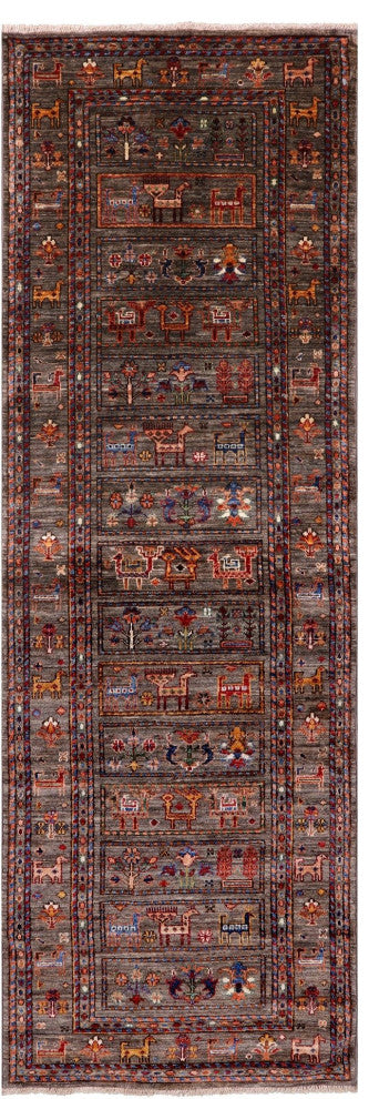 Tribal Persian Gabbeh Hand Knotted Runner Rug 2' 10" X 8' 8" Q5331
